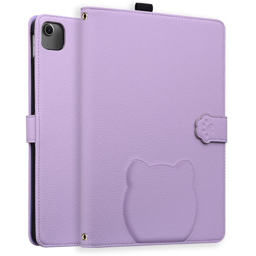 Чехол-кошелек для iPad Air 13 (2025)/(2024)/iPad Pro 12.9 (2021/(2020) Кожаная подставка-чехол для стола с 3D-эффектом и кошачьим узором