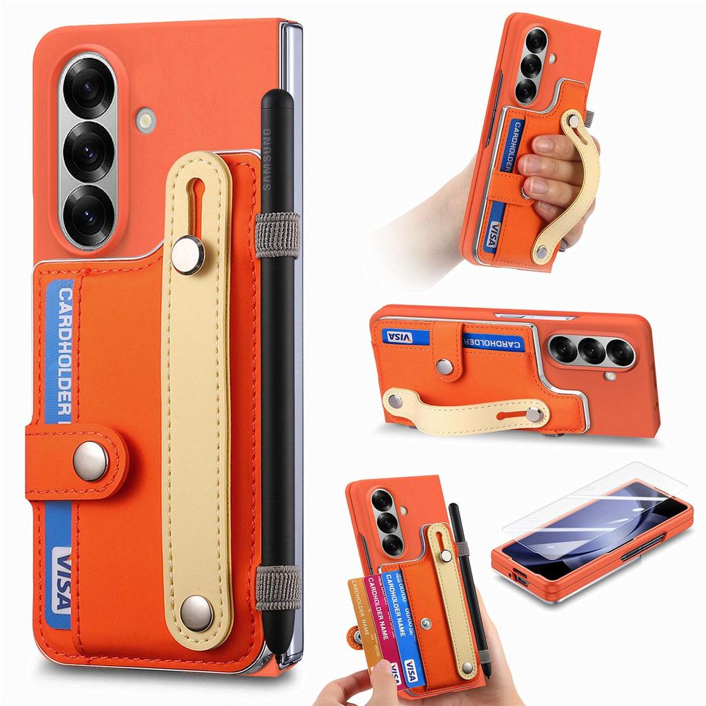 Кросс-бордерный чехол-кошелек на запястье для Samsung Z Fold7 - Корпус из ПК с ощущением кожи со встроенной пленкой для Z Fold6