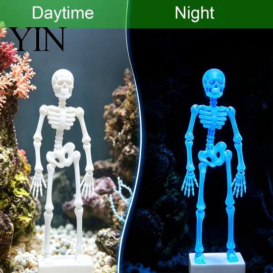 Interactive Fish Tank Decoration Dancing Skeleton Aquarium Bubbler, Action Ornament, Glow in The Dark Unique Underwater Scenery Decor, Air-Driven