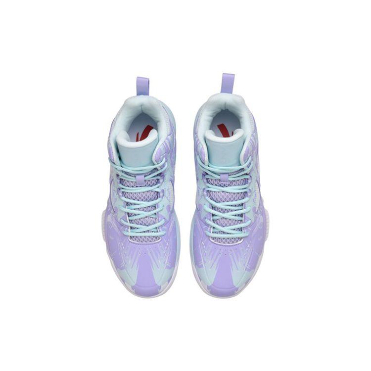 Anta Lattice Cloud Shock Absorption Anti-Slip Wear-Resistant High-Top Basketball Shoes Men Sneakers Purple Blue White 112141649S-1