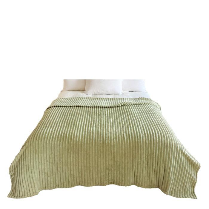 Утолщенное плюшевое одеяло - Широкая полоска, Сетчатая стрижка, Имитация кроличьего меха, Маленькое фланелевое одеяло, Машинная стирка