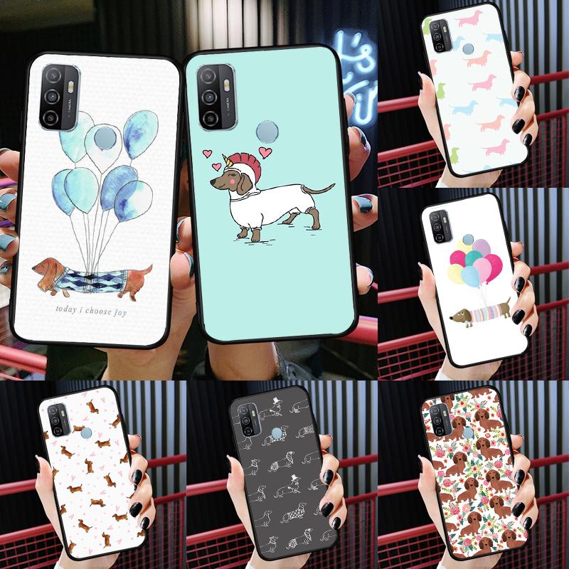 Мультяшный Чехол Такса Сосиска Для Oppo A58 A78 A98 A15 A16 A17 A52 A72 A76 A96 A54 A74 A94 A57 A77 A54S A57S