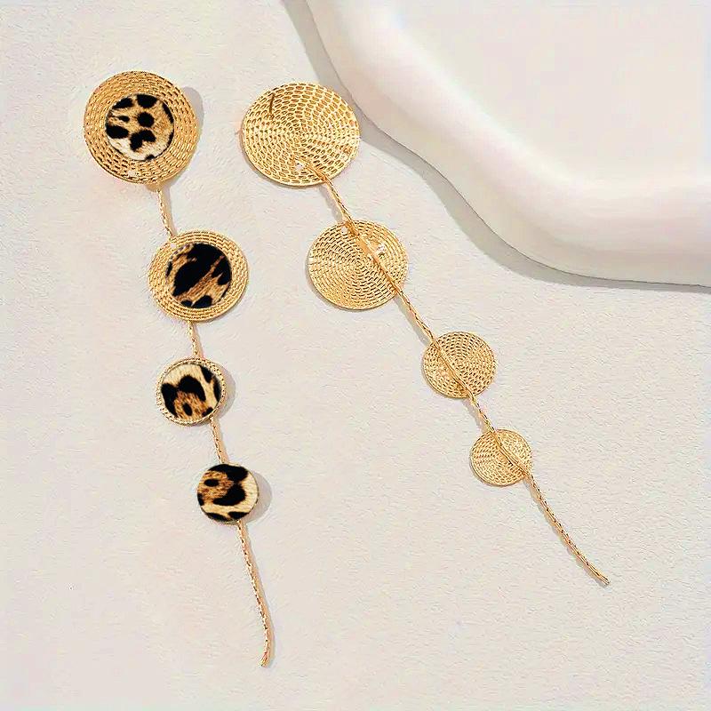 Модные кованые серьги-диски с леопардовым принтом для женщин