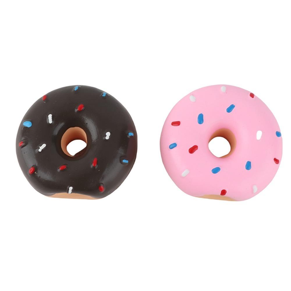 2PCS Premium Latex Latex Dog Donut Toy Squeaky Pet Molar Play Toy  Dog Teeth Cleaning