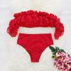 Sexy Red Ruffle Bikinis Swimsuits Women 2024 High Waist Swimwear Off Shoulder Bathing Suit Beachwear Bandeau Biquini