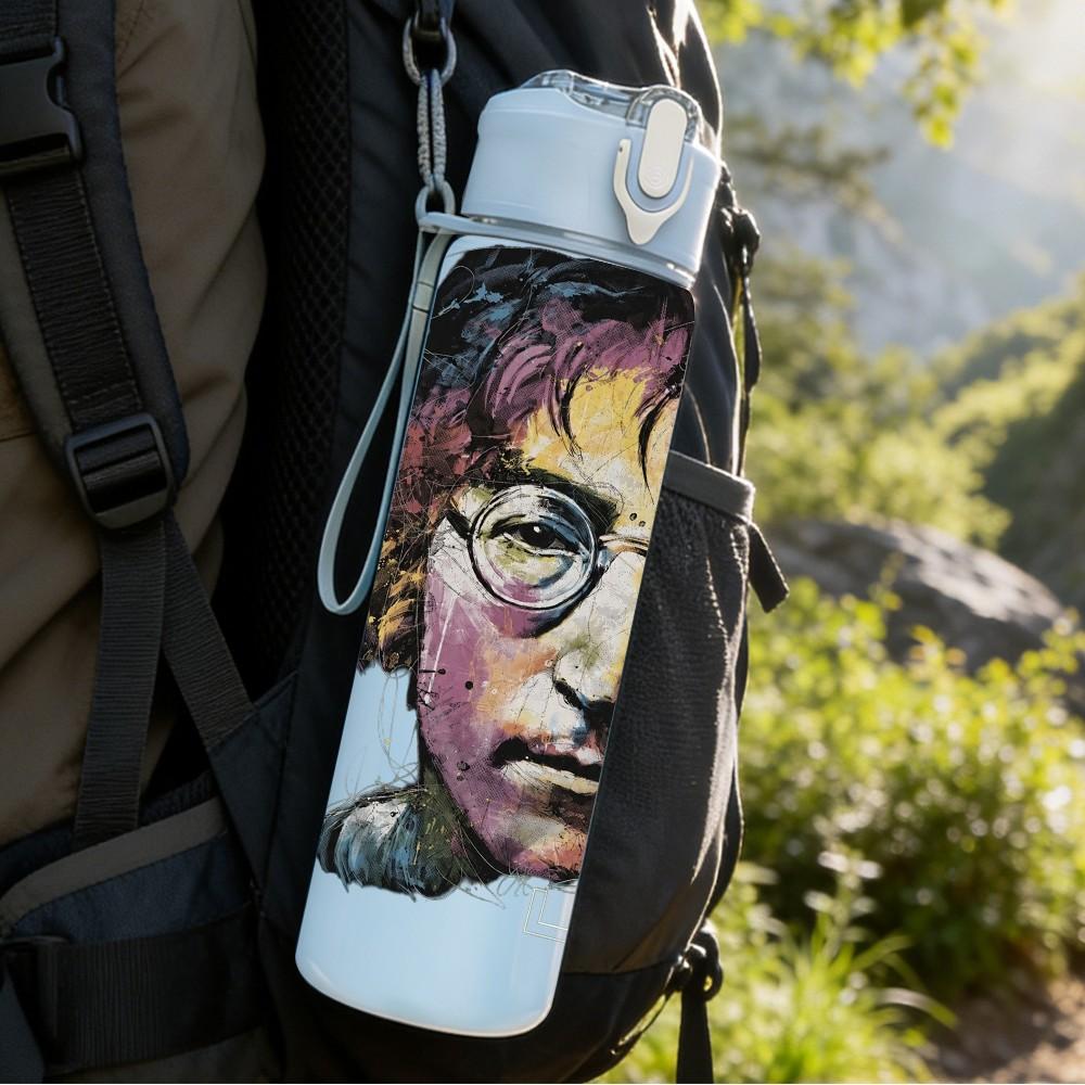 1PC John Lennon Portrait 750ml sports water bottle leakproof straw lid outdoor office home