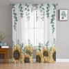 Flower Garden Herb Tulle Curtains for Living Room Drapes Window Sheer Modern Curtains for Bedroom Decor