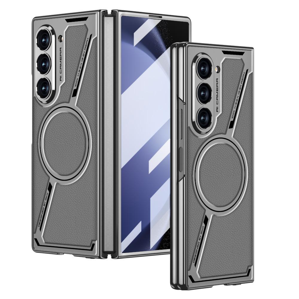 Новая модель, подходит для складного телефона Samsung ZFold5, чехол для телефона, беспроводная зарядка Magsafe, кожаный чехол Z-образной формы для Fold5