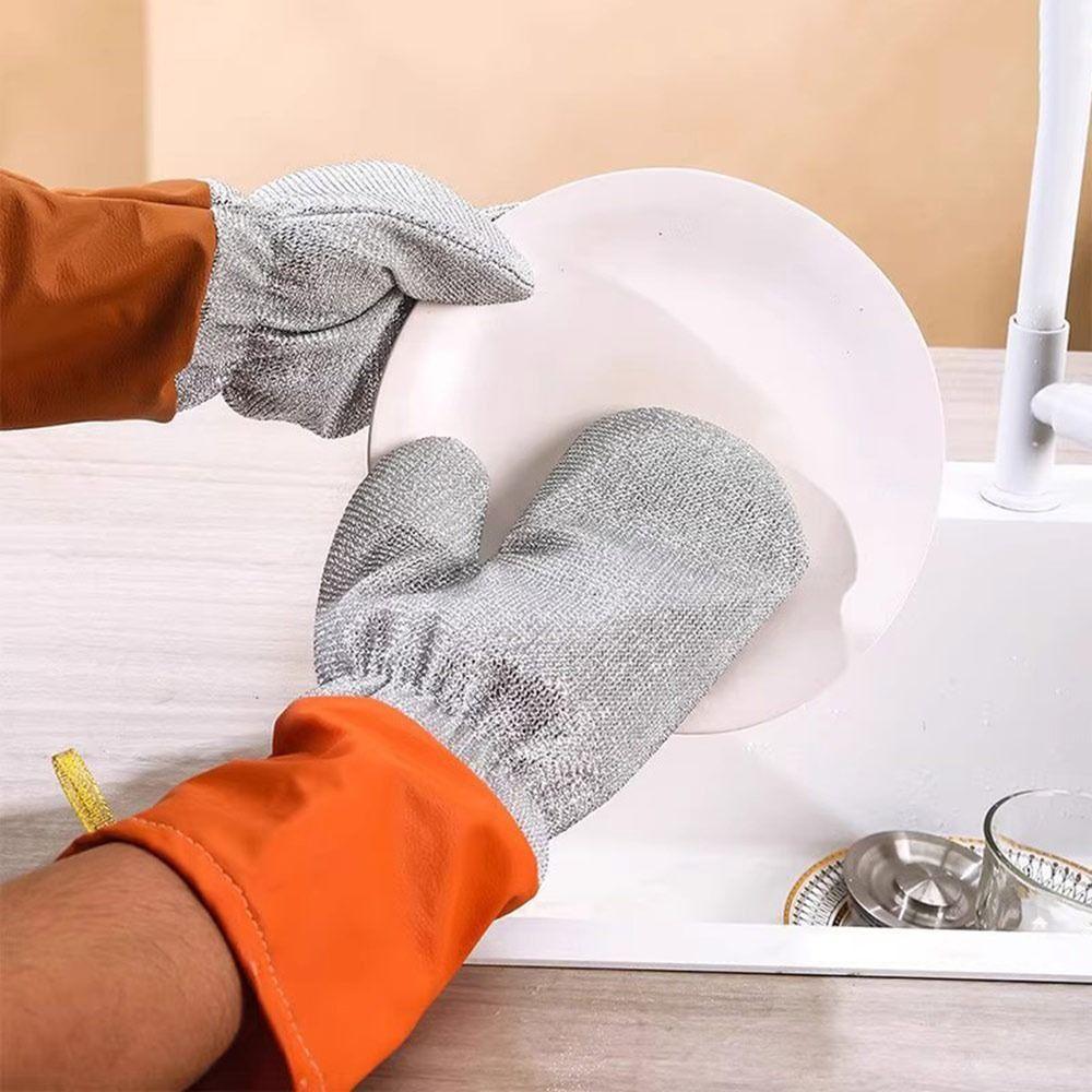 Gifts Thickened Silver Thread Dishwashing Gloves Multi-functional Non-stick Dishwashing Gloves Waterproof Household Gloves