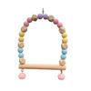 Pet Toy Parrot Bird Swing Macaron Colored Bell Solid Wood Environmentally Friendly Hanging Bird Cage Stand Pole Pet Supplies