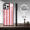Бордовый с белой полоской Чехол для телефона Для iPhone17,16,15,14,13,12,11 Plus,Pro Max Магнитный Для Magsafe Беспроводной зарядки