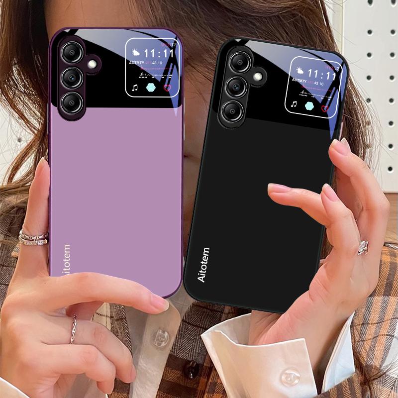 Стеклянный чехол для телефона Samsung Galaxy A14 4G 20 30 52 20S 21S 22 A25 32 33 34 42 50 51 53 54 70 71 72 73 5G Жидкий Большое Окно