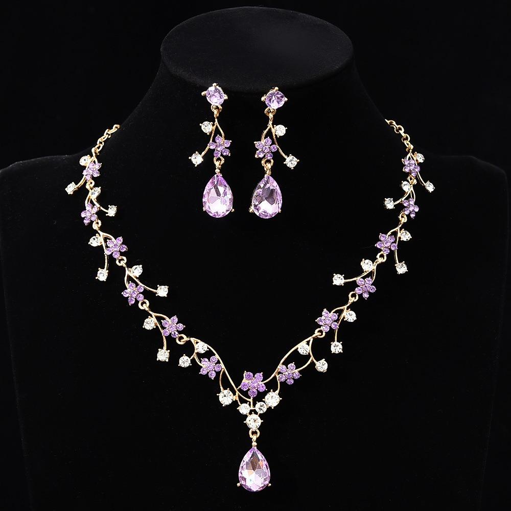 Свадебные наборы ювелирных изделий «Золотая капля воды» Блестящее колье-чокер и набор серег Ювелирные подарки