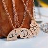 3Pieces Round Sun Star Moon Pendant Necklace Best Friend Forever Friendship Bff Men And Women Charm Chokers 2023