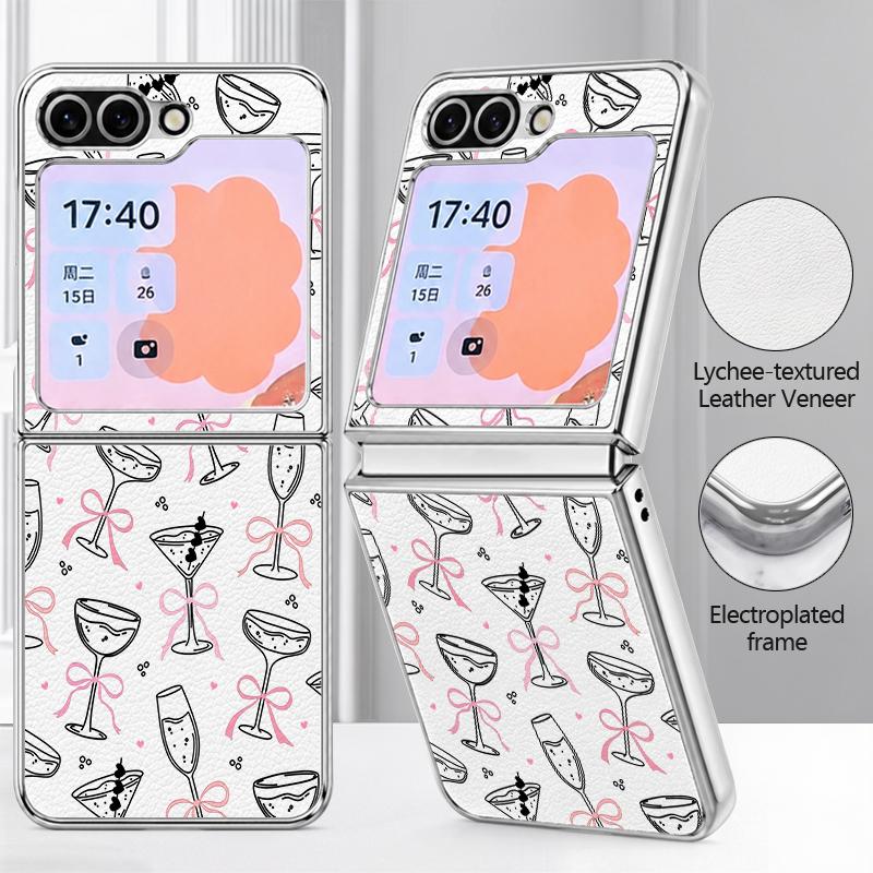 Чехол с узором из разноцветных бантиков для Samsung Galaxy Z FLIP 7 FE 6 5 Z Flip7 Flip6 Flip5 Роскошный Гибридный Складной Чехол для Телефона из PC + PU Кожи с Покрытием