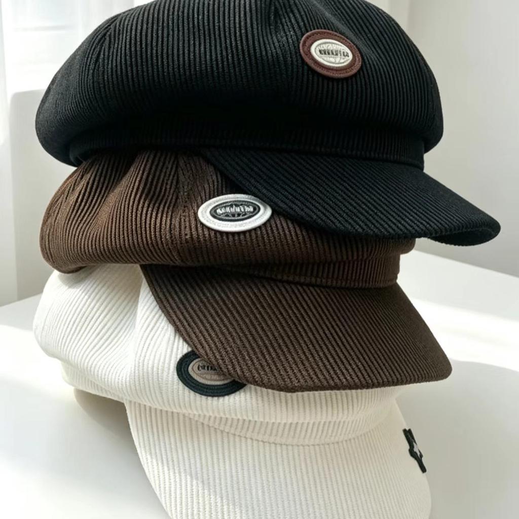 Spring and Autumn Corduroy Women's Hat Outdoor Trendy Beret Sweet Bow Student Fashion Hat