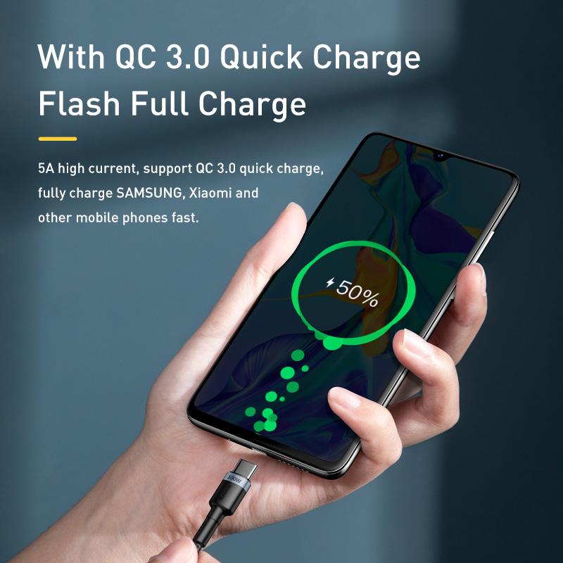 Baseus 100W USB C To USB Type C Cable USBC PD Fast Charging Charger Cord USB-C 5A TypeC Cable 2M For Macbook Samsung Xiaomi POCO
