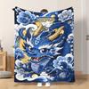 Fflannel Blanket 1pc Dynamic Blue Dragon Soft Comfortable and Warm This Nap Blanket/sofa Blanket Is Suitable for All Seasons and F