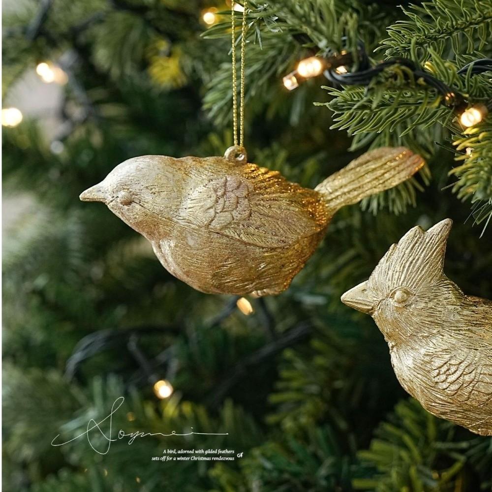 Glitter Coated Christmas Bird Ornament Plastic Xmas Tree Decoration Window Display