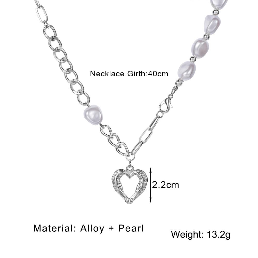 Вырезанный вручную кулон в форме сердца, цепочка для свитера, жемчужная цепочка, ожерелье для ночного клуба