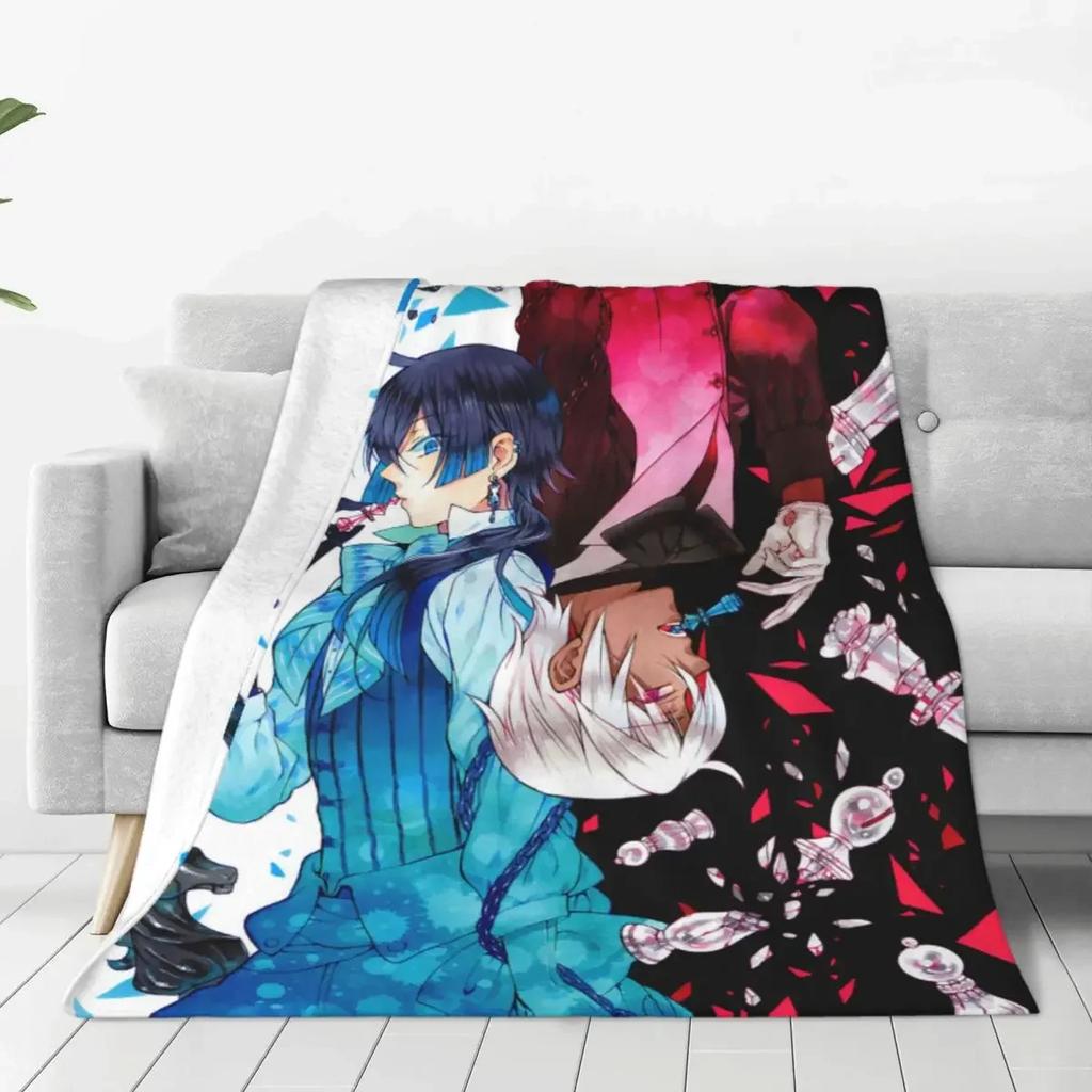 Пример использования одеяла Vanitas Anime Blanket Flannel Textile Vanitas no Karte Thin Throw Blanket for Bedbed Office Plush Thin Quilt