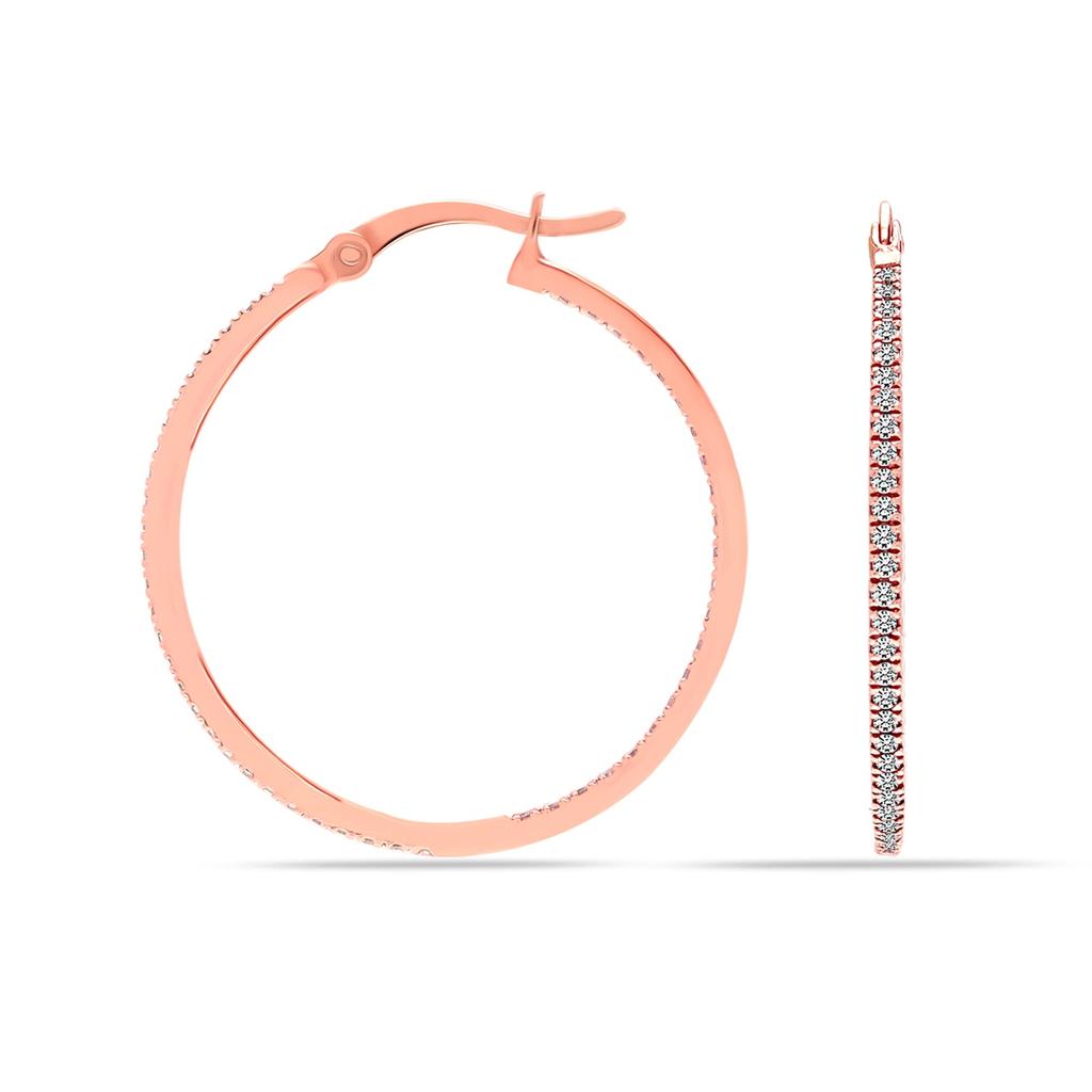 LeCalla Женские серьги-кольца из стерлингового серебра 925 пробы, розовое золото 14 карат, гипоаллергенные серьги-кольца с цирконием, 30 мм