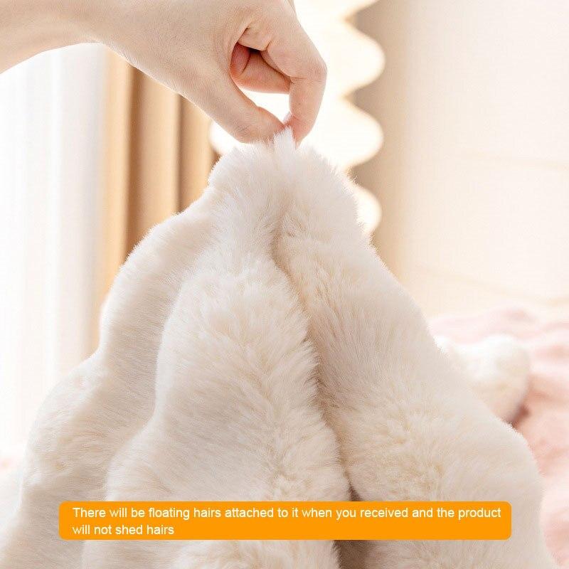 Rabbit Plush Sofa Cushion Winter Padded Plush Cushion Non-slip Leather Sofa Cover Cover Cloth Towel