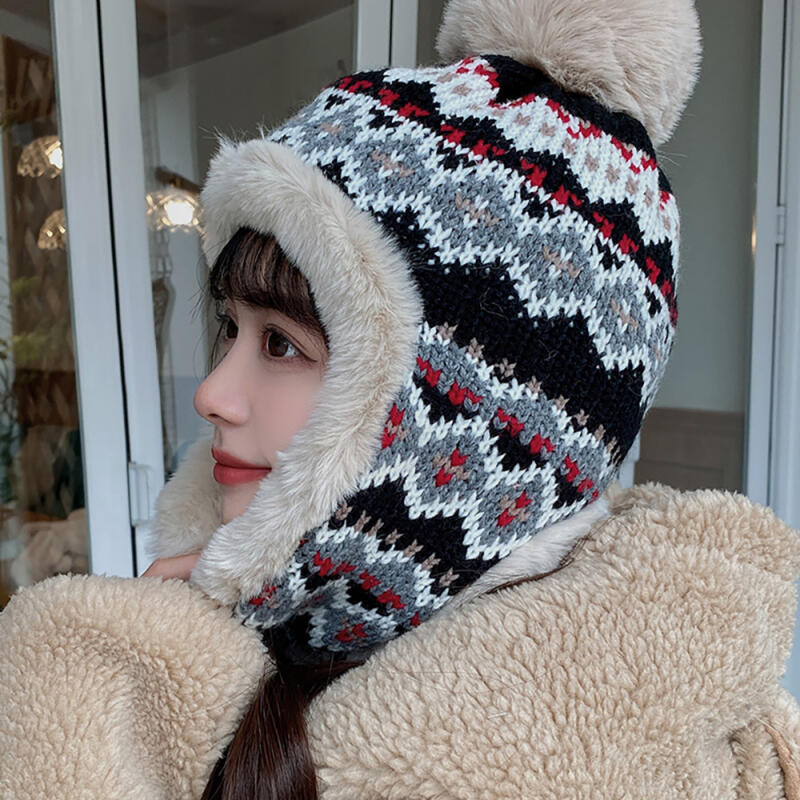 The Cap Angora Drop Knit Bonnet Hat C2 Navy