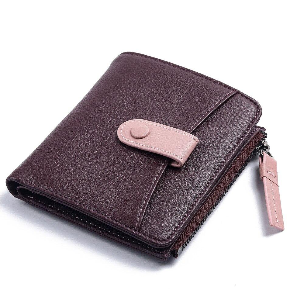 Женский кошелек из натуральной кожи с коротким абзацем, модный новый первый слой из воловьей кожи, сумка для карт, женский маленький кошелек на молнии
