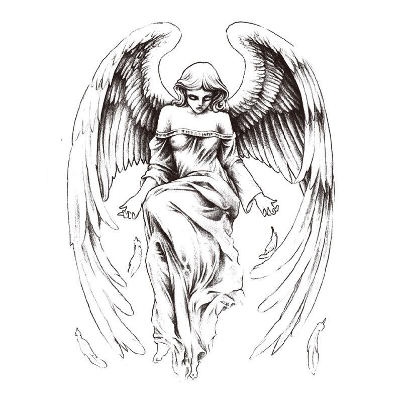 Наклейка на татуировку на руку с цветком, крылья ангела, череп, ветер, набор для переноса на воду, водонепроницаемая наклейка на татуировку