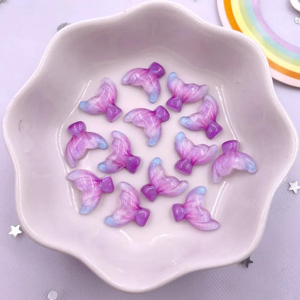 50pcs Glitter Mixed Resin Mini Colorful Mermaid Tail Shell Starfish Seahorse Conch Flatback Figurines Rhinestones Nail Art DIY Scrapbook Accessories