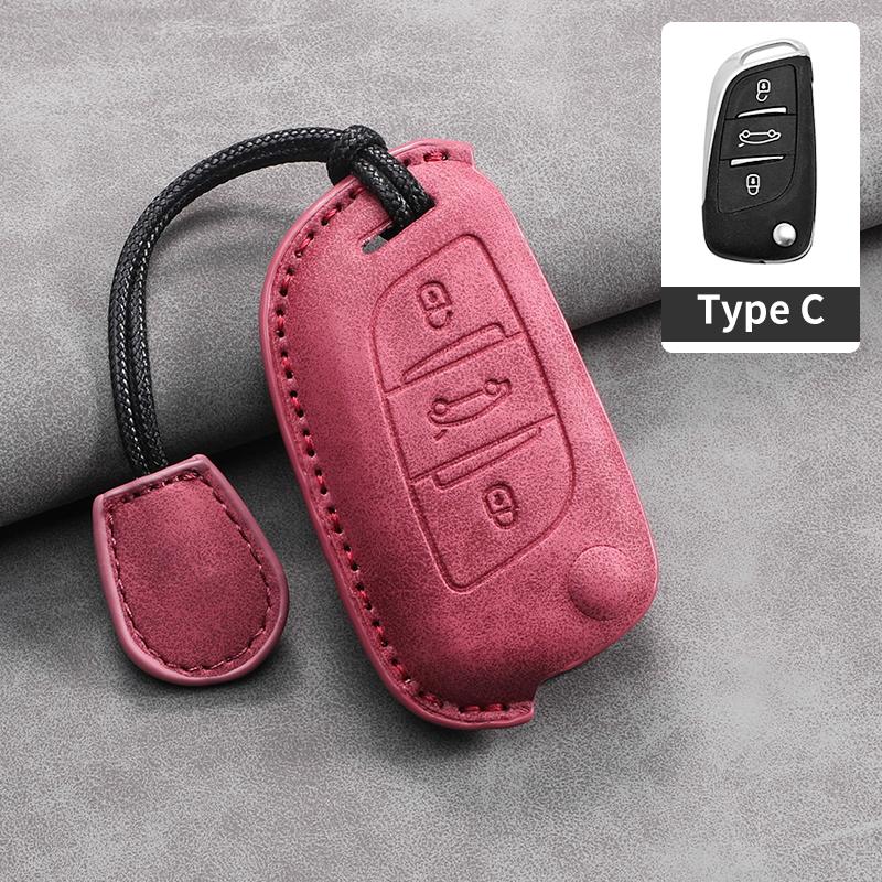 For Citroen C2 C3 C4 C5 C6 C8 DS4 for Peugeot 107 207 306 307 407 308 607 New Sheepskin Car Flip Key Case Cover Shell Fob