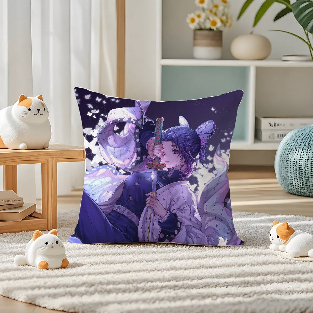 Demon Slayer Kamado Nezuko Anime Plush Pillow Cover Soft Short Plush Cushion Cover For Sofa Bedroom Home Decor Gift Decoration