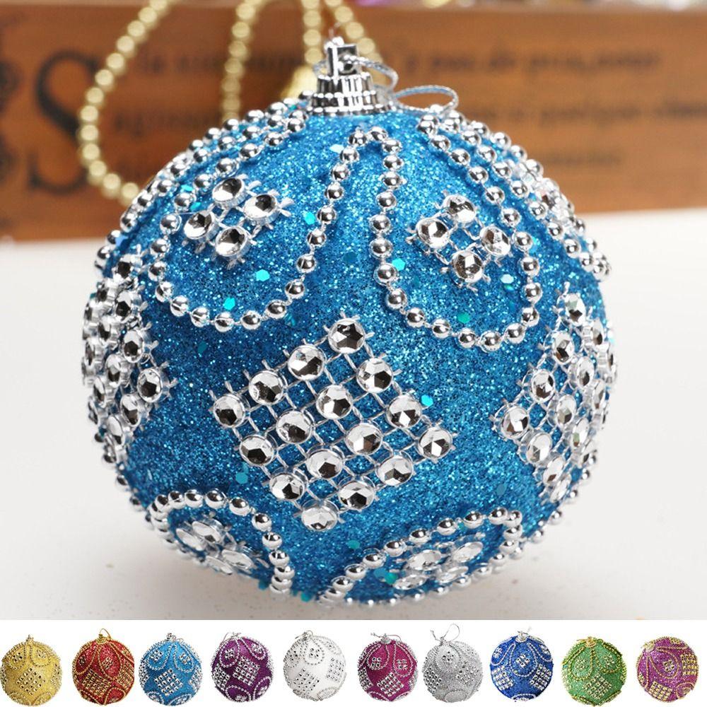 Creative 8CM Christmas Rhinestone Glitter Balls Foam Shiny Christmas Tree Ornament Decorative Hanging Christmas Ball Party