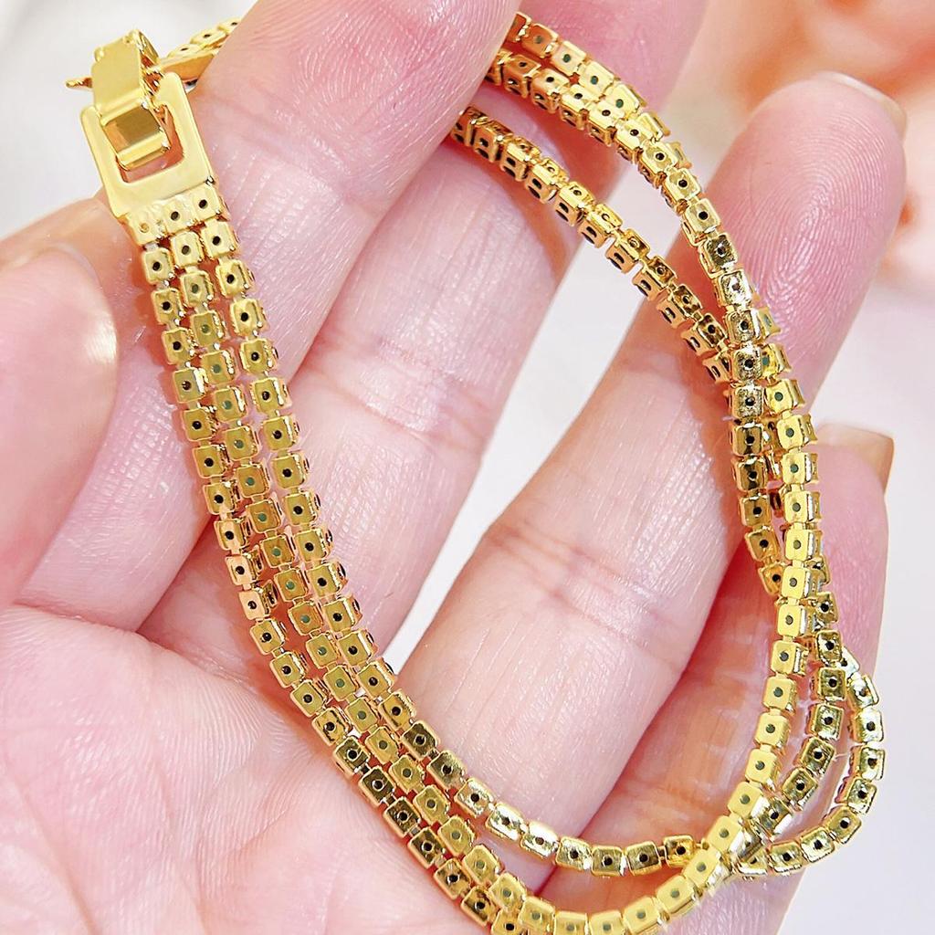 CMM Dubai с золотой инкрустацией, уникальный круглый матовый черный, синий CZ циркон, женский шикарный теннисный браслет-цепочка для женщин