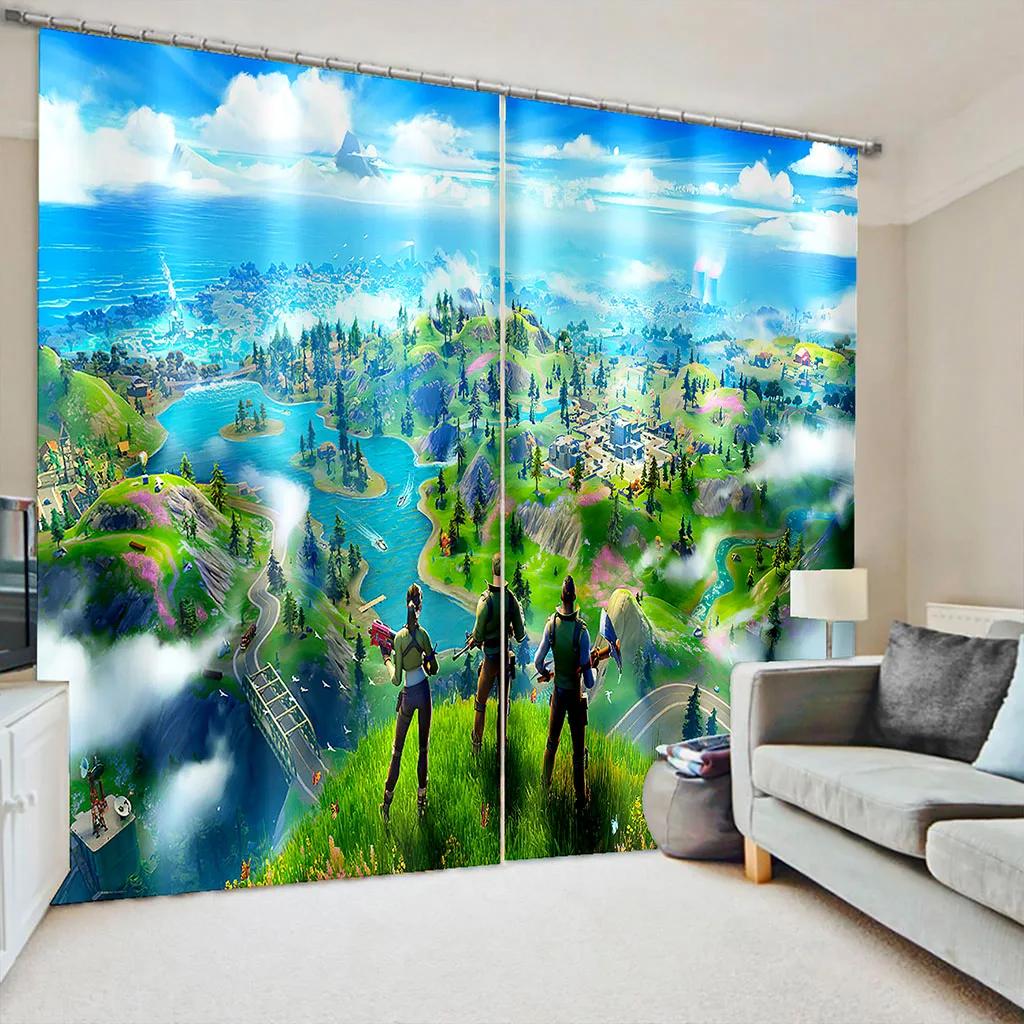 Природа Чайка Пейзаж Море Лес Небо Пляж Оконные Шторы Для Гостиной Детская Спальня Ванная Кухня Дверь Домашний Декор2 Шт.