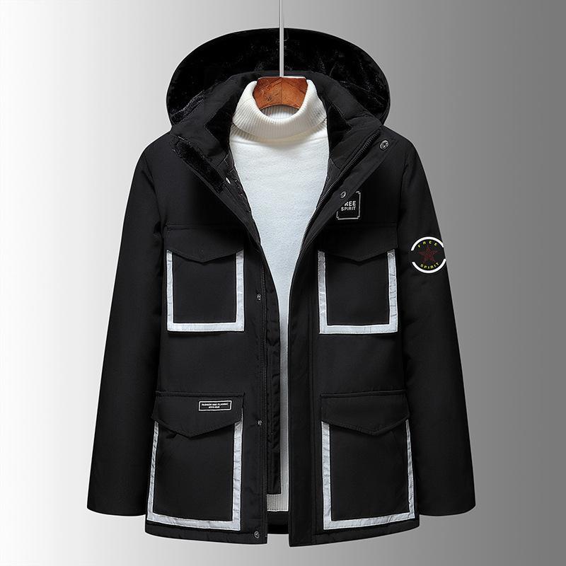 Хлопковое пальто для мужчин осень и зима новое мужское повседневное утолщенное молодежное однотонное хлопковое пальто средней длины мужская куртка