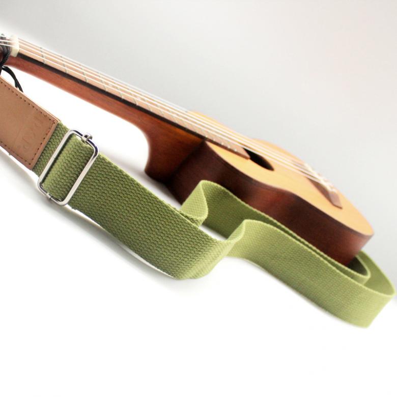 Adjustable Pure Cotton Colorful Ukulele GuitarStrap with Leather Head 4 Colors Optional