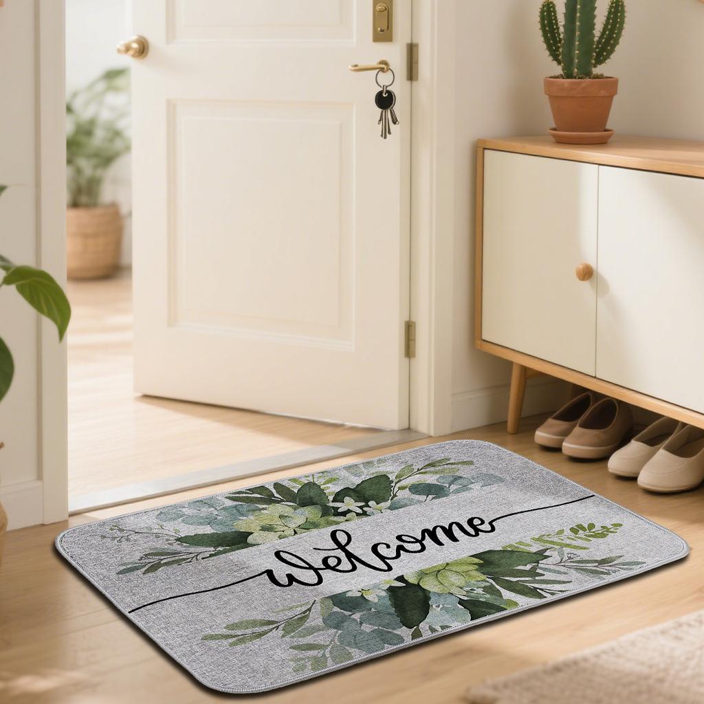 Цветочный льняной коврик для пола с принтом, придверный коврик для входа во двор, противоскользящий коврик для пола в ванной, ковер
