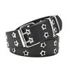 110CM Star Rivet Waist Belt Goth Style Double Pin Buckle Women Fashion Casual Punk Leather Waistband