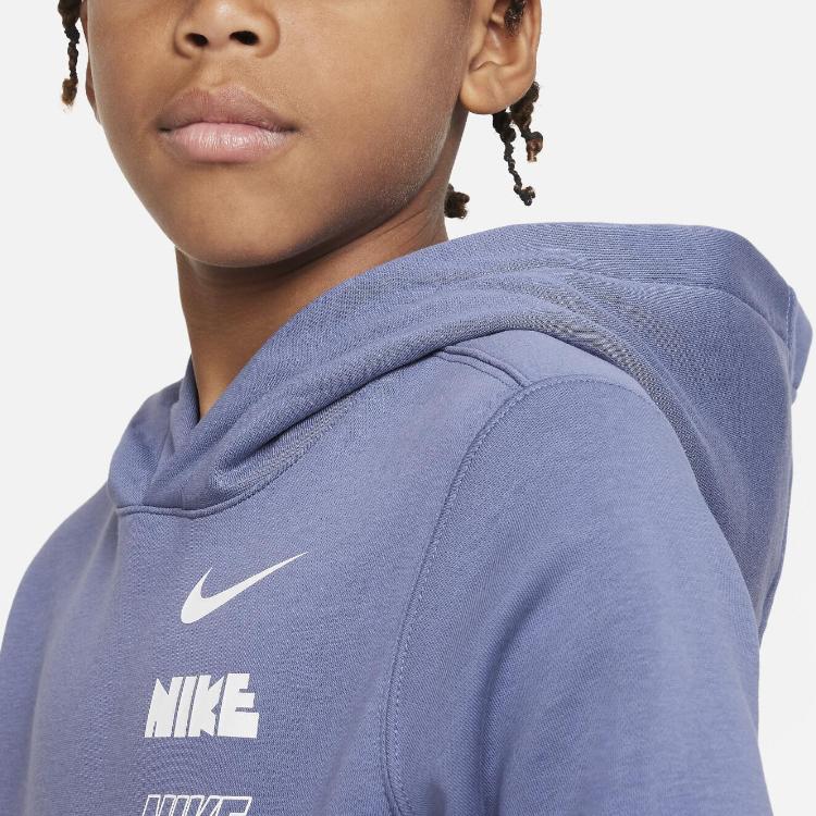 Nike SS23 Детская толстовка с принтом логотипа, цвет темно-синий, DX5158-491