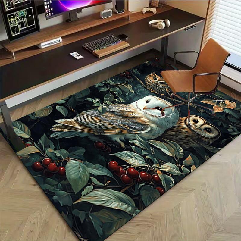 1PC Owl Cherry Extra Large Non Slip Floor carpet, Office, family, bedroom Large Area Rug Indoor Rugs, Vibrant Colors