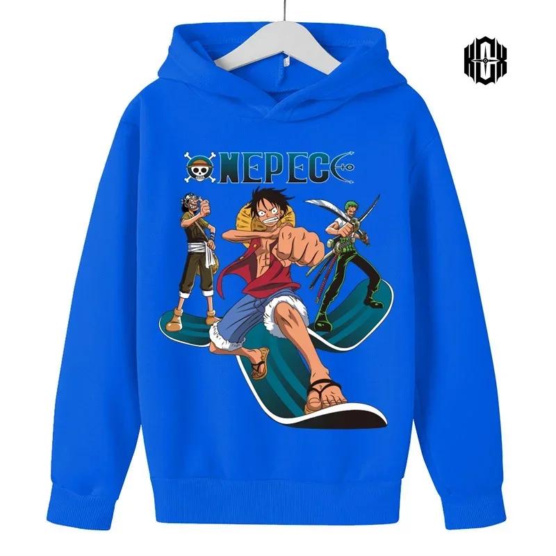 Japanese Anime Cartoon Graphic Sweatshirt for Children One Piece Roronoa Zoro Funny Luffy Ullzang