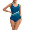 Women's Sleeveless Conservative One-piece Sexy Backless Color Matching Wetsuit With Breast Pad Swimsuit