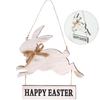 Running Bunnies Wooden Wreath Decor Front Door Sign Happy Easter Wooden Door Wreath Easter Wood Wall Plaque Wood Door Hanger