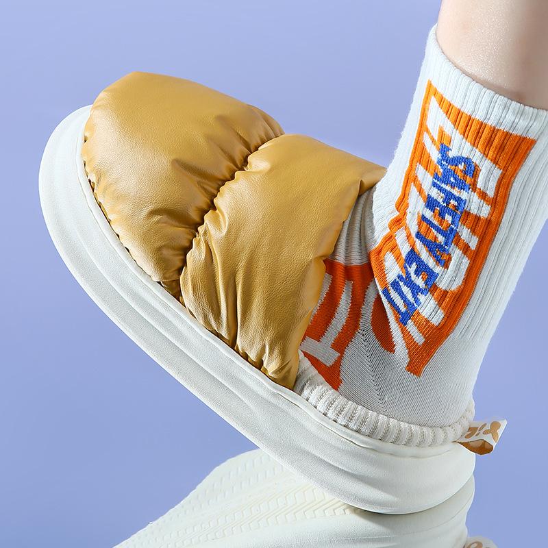 Хлопковые тапочки для мужчин, водонепроницаемые, мягкая подошва, удобная домашняя хлопковая обувь для пар, модные, металлического цвета, теплые домашние сабо