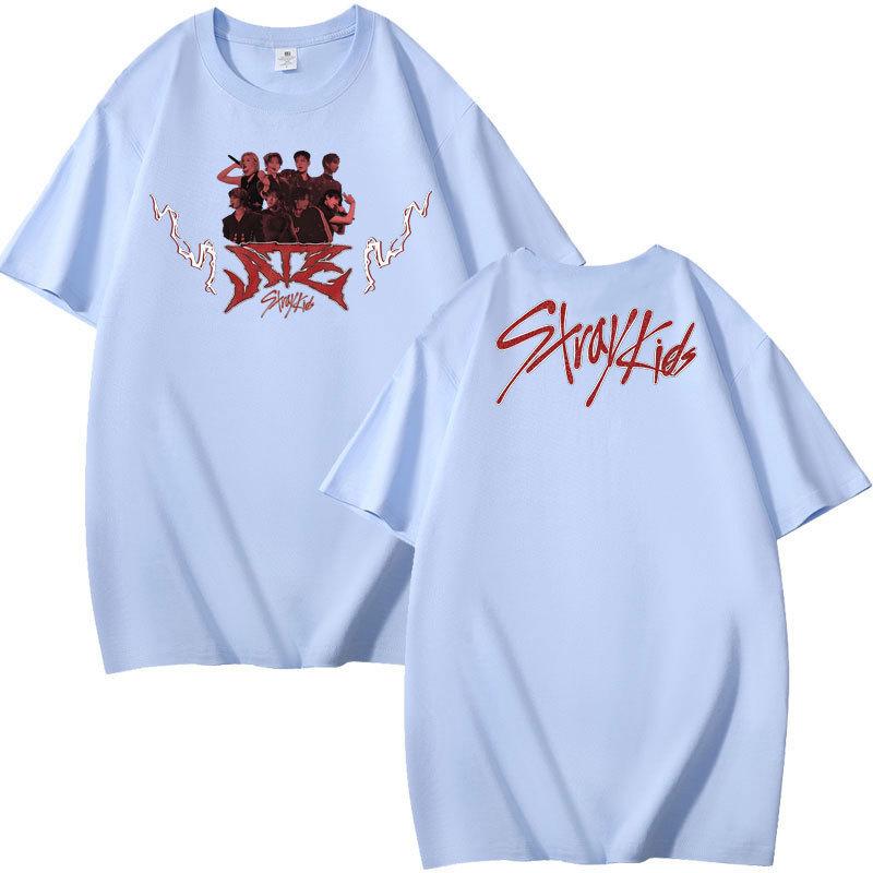 Stray Kids Dominate Combination Peripheral Print Summer Short Sleeve T-Shirt Pure Cotton Loose