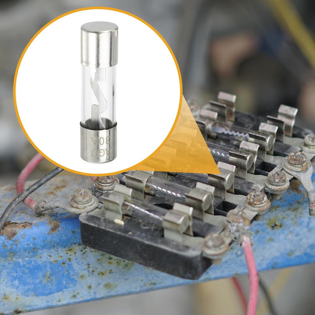 Partuto Set of 5 10x38mm 0.39x1.50" 30A Universal AGU Glass Fuse - Car Fuse