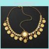 Gemstone Simulation Fashion Decoration Circular Tassel Design Gold Headwear