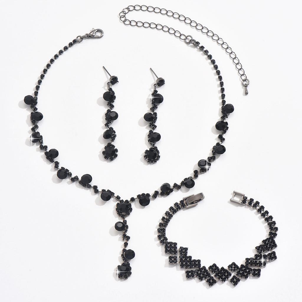 Украшения со стразами, ожерелье, серьги, браслет, трехкомпонентные украшения, аксессуары для невесты, свадебные аксессуары, универсальные